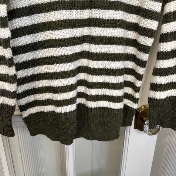 Olive Green Striped Sweater Womens S - Picture 5 of 9
